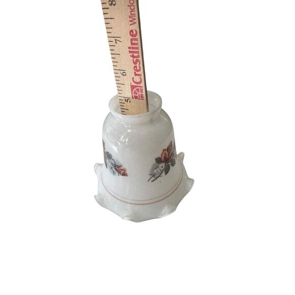 VTG 1980s Luster Milk Glass Ceiling Fan Globe Rose 3 Piece Set Floral Cottage - Picture 10 of 13